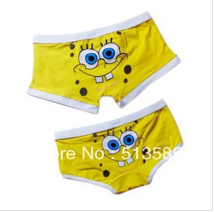 free  shipping 2 cartoon lovers panties male boxer panties panty super man lovers underwear 100% cotton shorts