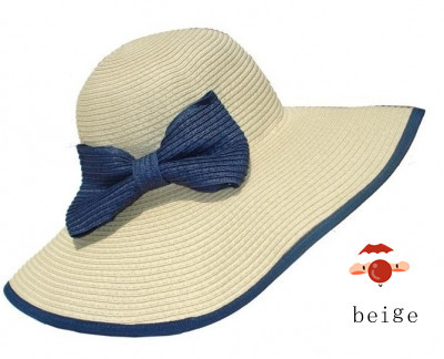 Free  shipping  2  colors necessary  retro blue  bowknot straw hat  sun hat  106