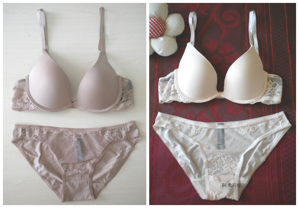Free shipping! 2 ! glossy comfortable push up bra set adjustable back button abc cup