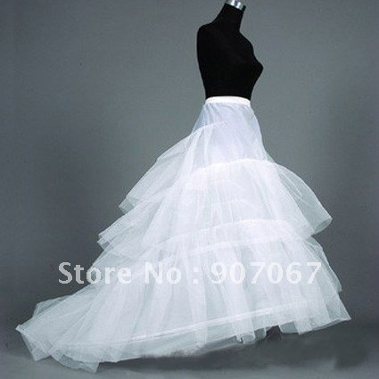 Free shipping 2-Hoop 3Layer wedding petticoat/Underskirt with train