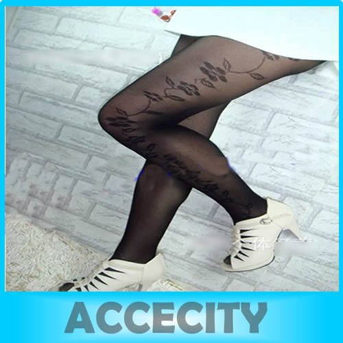 Free shipping 2 Pcs/Lot New Hot Fashion Women Black Sexy Jacquard Tights Pantyhose Stockings Two Types to Choose