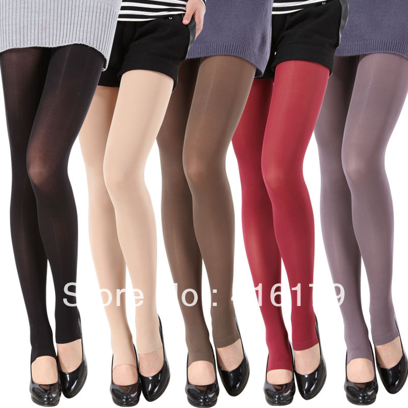 free shipping 2 piece a lot sales step foottights women's candy color pantyhose 80d velvet step foot socks autumn and winter