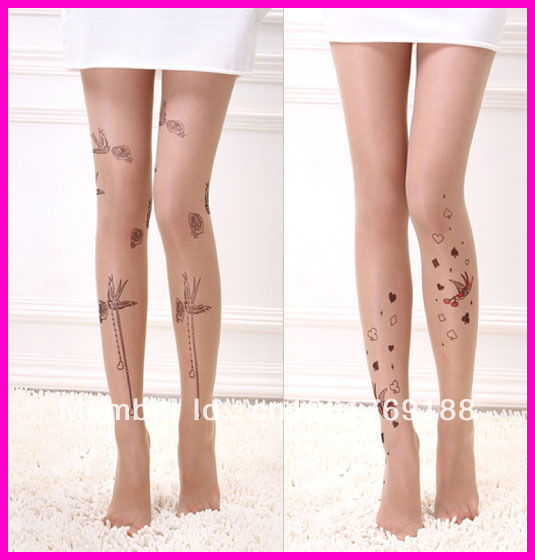 free shipping 20 denier spandex legs stockings tattoo tights/pantyhose for women
