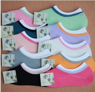 Free shipping 20 pairs/lot hot sale bamboo fibers socks women invisible sock slippers non-slip solid color wholesale