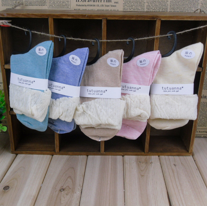 Free shipping 20 pairs/lot New Arrivals Korean retro lace socks cute princess 100% cotton women socks 5 colors mix wholesale