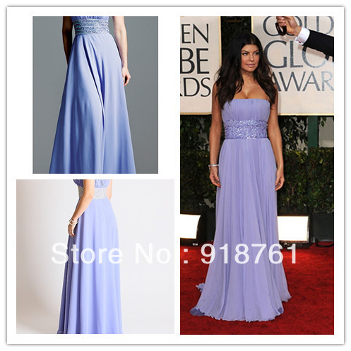 Free Shipping - 2010 Golden Globe Awards New Cheap Sleeveless Long Light Purple Celebrity Dress