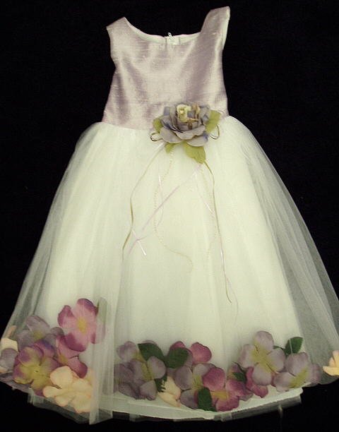 Free shipping 2010 Stylish Lavender Silk Flower Girl Dress