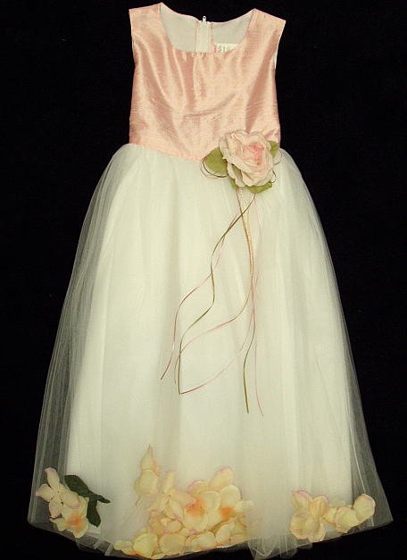 Free shipping 2010 Stylish Pink Silk Flower Girl Dress
