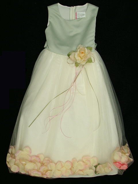 Free shipping 2010 Stylish Sage Satin Flower Girl Dress