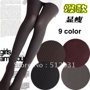 free shipping 2011 autumn and winter all-match vertical stripe socks 140d velvet pantyhose