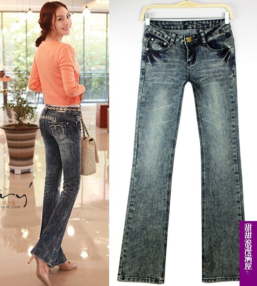 Free Shipping 2011 autumn and winter women legs butt-lifting repair blue flare trousers jeans trousers a9472 wholesale