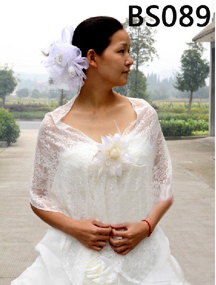 Free shipping,2011 HOT Low-price,Wholesale/Retail High Quality,Wedding Cheongsam Jacket/Wraps,White Bridal Lace Shawls BS089