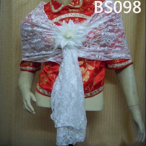 Free shipping,2011 HOT Low-price,Wholesale/Retail High Quality,Wedding Cheongsam Jacket/Wraps,White Bridal Lace Shawls BS098