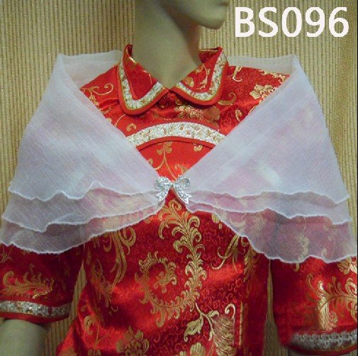 Free shipping,2011 HOT Low-price,Wholesale/Retail High Quality,Wedding Cheongsam Jacket/Wraps,White Chiffon Bridal Shawls  BS096