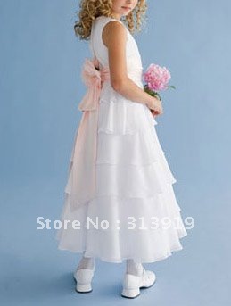 free shipping 2011 hot sale flower girl's princess dress  white