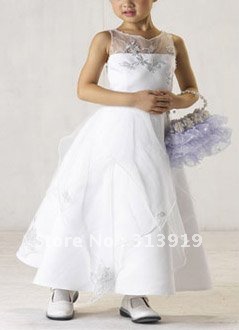 free shipping 2011 hot sale flower girl's princess dress white