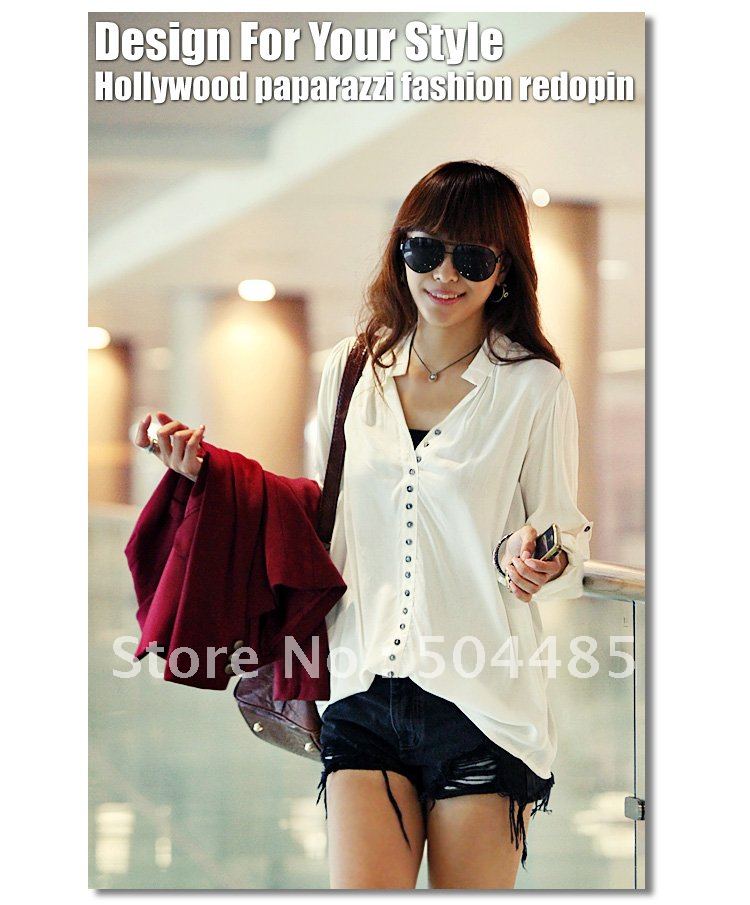 Free Shipping 2011 new arrive women's long sleeve shirts free size cotton shirt casual style cs-1002