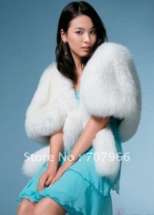 free shipping 2011 New fashion wedding shawl Faux Fur Wrap Shrug Bolero Coat Bridal Shawl white ivory best selling