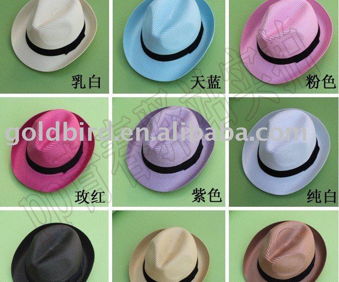 Free shipping! 2011 new style,colorful straw trilby hat straw fedora hat,fashion hat