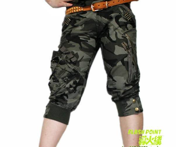 Free shipping 2011 new summer women sexy fashion pure cotton wear-resisting much pocket camouflage shorts