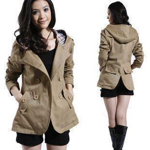 free shipping 2011 spring and autumn fashion hooded casual short design women's trench outerwear