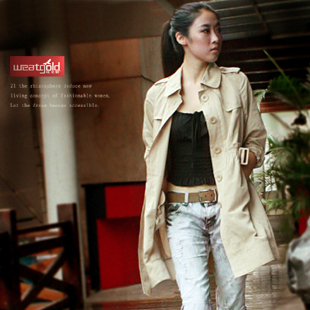 Free shipping 2011 women's fashion ol classic single breasted medium-long trench 890