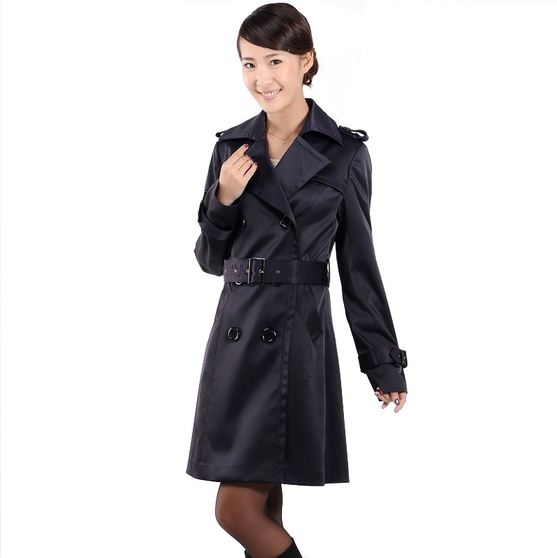 Free shipping 2011 women's long design trench double breasted slim