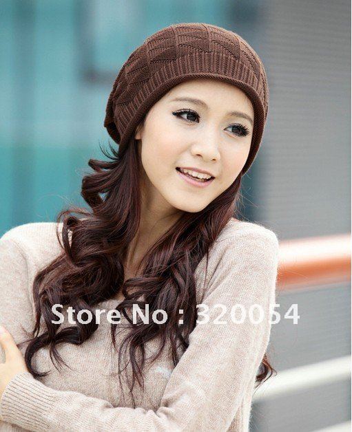 Free shipping,2012,1pcs,Korean version,triangular lattice fold hats,men and women fall winter line caps,knitted sleeve head cap.