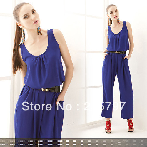 Free shipping 2012-2013 new hot fashion casual jumpsuit trousers U Neck