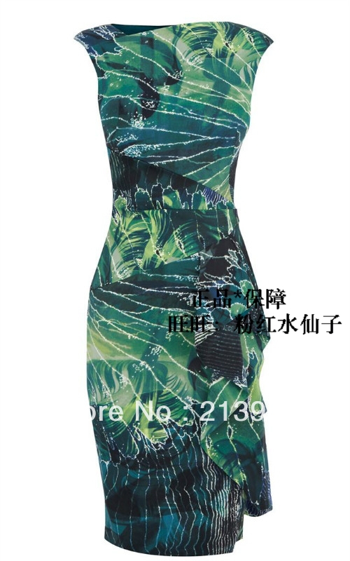 Free shipping! 2012 4a o-neck print slim waist one-piece dress hot-selling uk summer dress dp089
