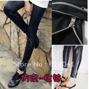 FREE SHIPPING! 2012 all-match matt faux leather zipper legging faux leather pants ankle length trousers