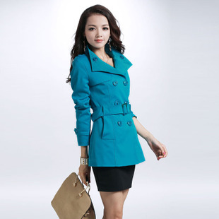 Free shipping 2012 autumn all-match fashion double breasted slim short design trench outerwear female plus size clothing