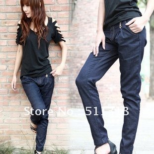 FREE SHIPPING 2012 Autumn and Winter all-match fashion loose dark harem pants women jeans