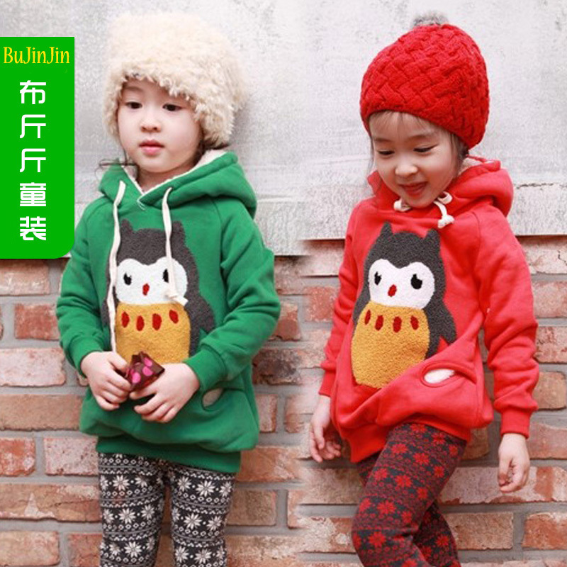 free shipping 2012 autumn and winter children's clothing owl fleece pullover child sweatshirt children outerwear female child