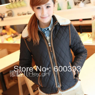 Free shipping 2012 autumn and winter cotton-padded women jacket cashmere  collar women's winter fur coat