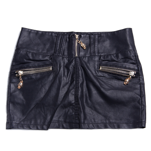 Free Shipping 2012 autumn and winter fashion PU skirt all-match leather short skirt black short skirt