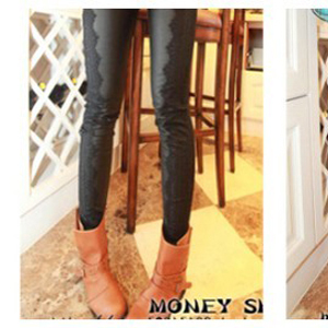 free shipping 2012 autumn and winter female all-match eyeholes lace patchwork leather pants legging