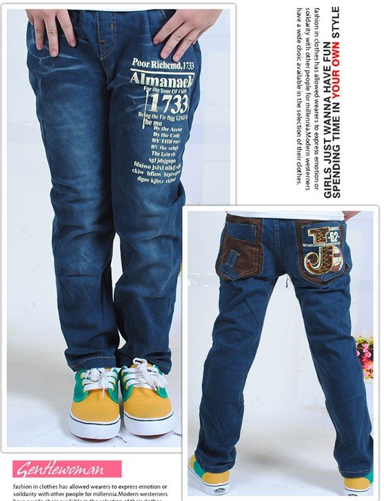 free shipping,  2012 autumn and winter girls jeans , big boy jeans wholesale , children neutral jeans