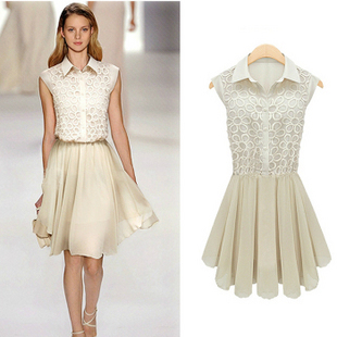 Free Shipping  2012 autumn and winter new Korean ladies fashion OL temperament Slim chiffon sleeveless dress