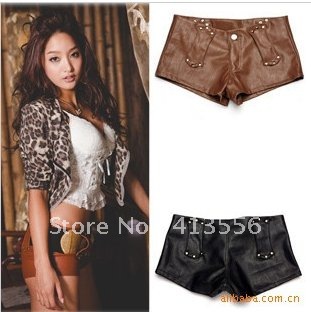 free   shipping     2012 autumn and winter new sexy fashion rivet boots pants wild low-waist short leather pants  b274 ow