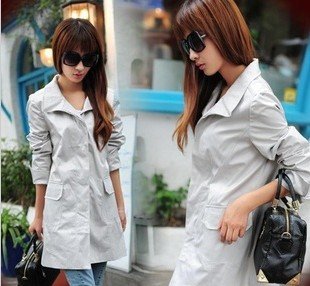 Free shipping 2012 autumn and winter new women's fashion pocket minimalist women windbreaker b095 of