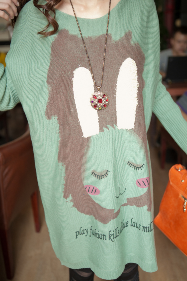 Free Shipping 2012 autumn and winter vivi rabbit long ears medium-long sweater