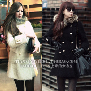 Free shipping,2012 autumn and winter women double breasted woolen overcoat trench medium-long woolen outerwear,Drop shipping