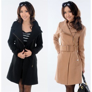Free shipping 2012 autumn and winter women OL outfit slim stand collar medium-long woolen cashmere woolen overcoat outerwear