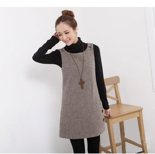 Free shipping 2012 autumn and winter women plus size houndstooth slim woolen one-piece dress sleeveless tank dress