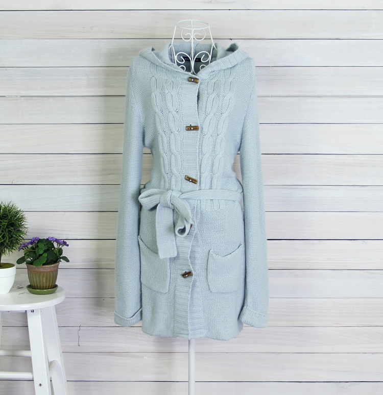 free shipping 2012 autumn and winter women rabbit hair blended fabric slim all-match with a hood medium-long sweater cardigan g
