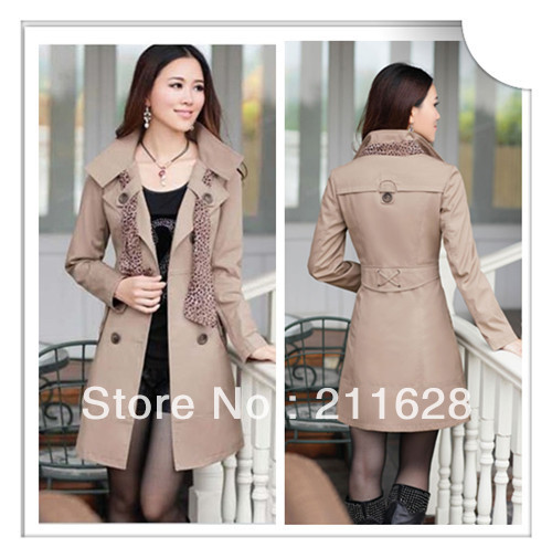 Free shipping 2012 autumn and winter women slim plus size medium-long new arrival double breasted trench female outerwear
