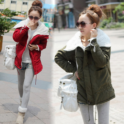 Free Shipping 2012 autumn and winter women thickening berber fleece plus size loose winter wadded jacket cotton-padded jacket