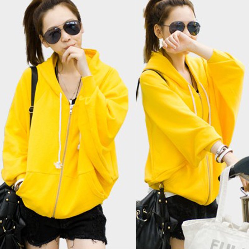 free shipping, 2012 autumn  batwing sleeve solid color casual thin sweatshirt cardigan Women