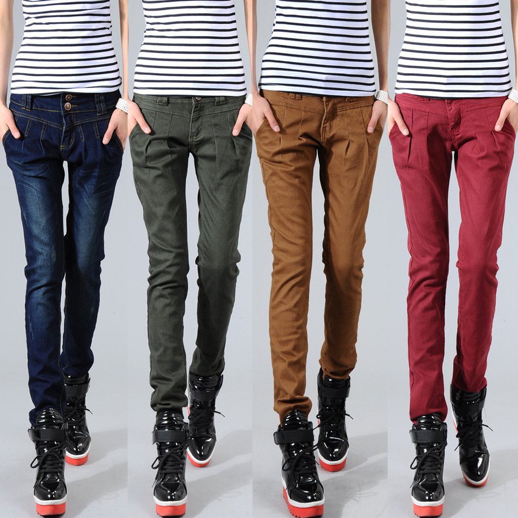 Free shipping 2012 autumn breasted slim candy color jeans female casual harem pants female pants